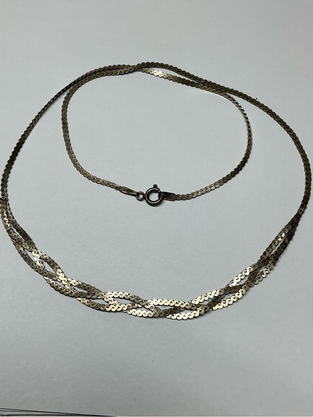Vintage Sterling Silver partial braided Chain Necklace. 17.5 inches long
